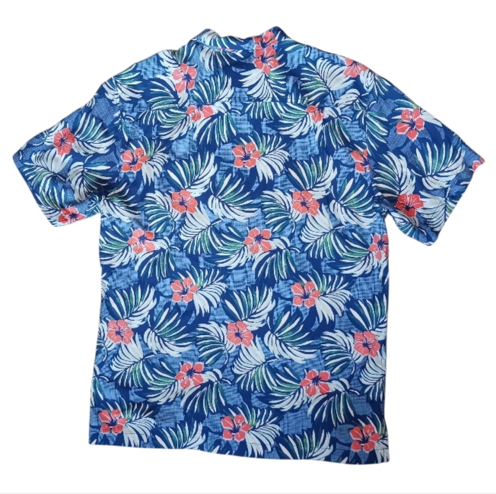 Tommy Bahama Marina Blooms Hawaiiam Shirt Madras Blue - Picture 3 of 8